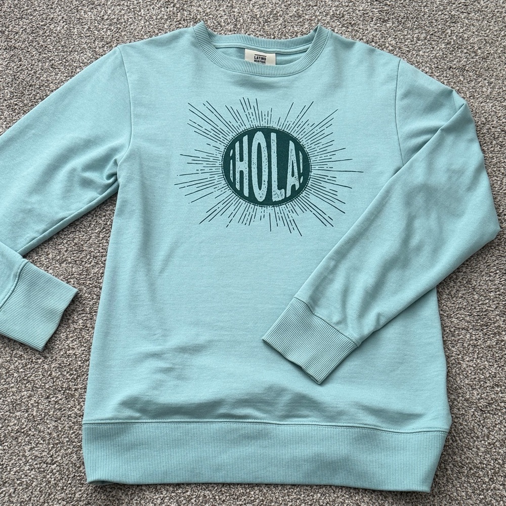 Hola Graphic Sweatshirt - Light Blue
